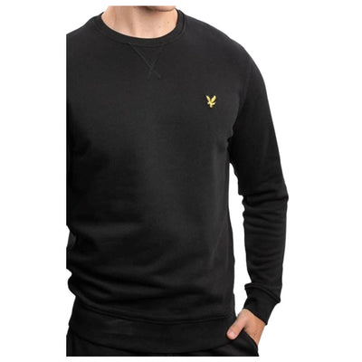 LYLE & SCOTT Crew Sweatshirt Black Men's Casual Pullover Jumper Classic Fit