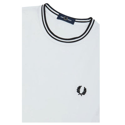 Fred Perry Men's Twin Tipped Tee White Crew Neck T-Shirt - Classic Style