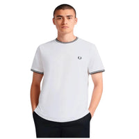 Fred Perry Men's Twin Tipped Tee White Crew Neck T-Shirt - Classic Style