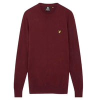 LYLE & SCOTT Men's Merino Crew Jumper Burgundy Knit Sweater Warm Pullover