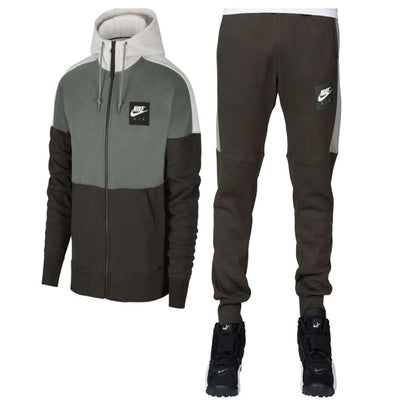 NIKE Air FZ Hood Suit Green/Cream/Olive Men’s Tracksuit Full Zip Hoodie and Joggers