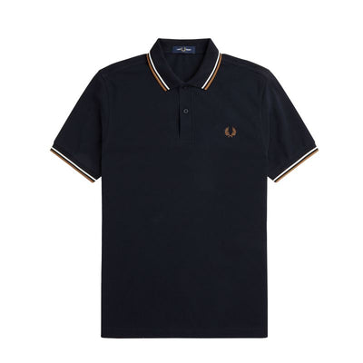 Fred Perry Navy/Brown Twin Tipped Polo Stylish Men's WearPOLO SHIRT