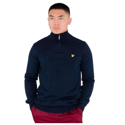 LYLE & SCOTT 3/4 Zip Jumper Navy Men's Sweater Knitwear Pullover