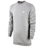 Nike Grey Club Fleece Crew Sweatshirt Casual Comfort Pullover for Men Women Unisex