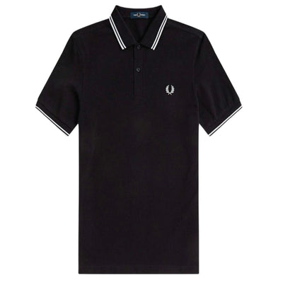 Fred Perry Men's Twin Tipped Polo Black/White Iconic Casual Shirt