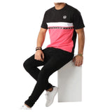 Sergio Tacchini mens tee black/pink casual crew neck t-shirt