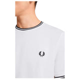 Fred Perry Men's Twin Tipped Tee White Crew Neck T-Shirt - Classic Style