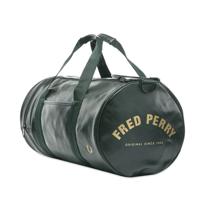 Fred Perry Tonal PU Barrel Bag Dark Green Gym Style BAG