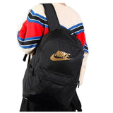 Nike Classic Logo Backpack Black Gold School Bag Durable Lightweight Travel Pack