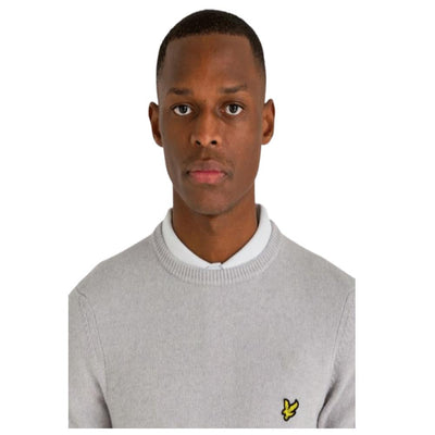 LYLE & SCOTT Men's Crew Jumper L Grey Marl Knit Sweater Classic Pullover Top