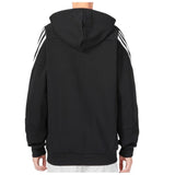 ADIDAS 3 Stripe Full Zip Hoodie Black - Classic Athletic Jacket for Men