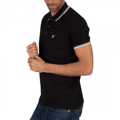 Lyle & Scott Men's short sleeve tipped collar pique polo Black