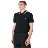 Fred Perry Men's Twin Tipped Polo Black/White Iconic Casual Shirt