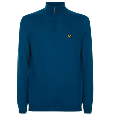 LYLE & SCOTT Quarter Zip Jumper Blue Men's Sweater Pullover Knit