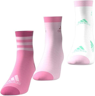 Adidas Kids Socks 3 Packs Girls Socks Casual White/Pink Socks 70% Cotton Socks