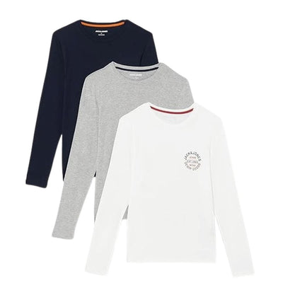 jack & jones men's jjandy 2 pack long sleeve tee navy/white