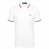 FRED PERRY  TWIN TIPPED POLO TOP WHI/NVY/RED