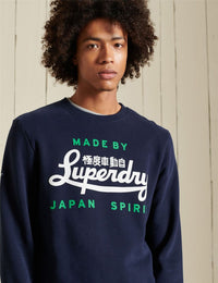 Superdry Mens Navy Long Sleeve Jumper Crew Neck Pullover Casual Top