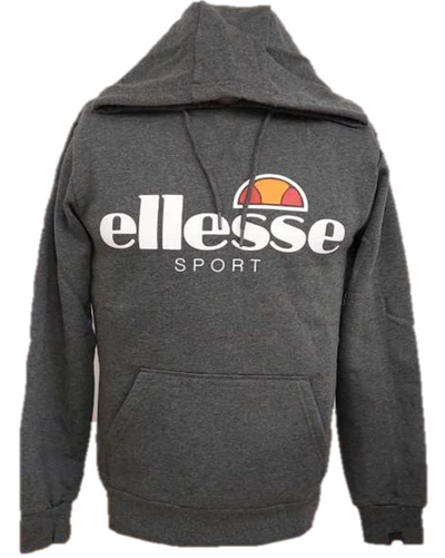 Ellesse Hoodie Mens Drawstring Pullover Dark Grey Long Sleeve Gym Hoodie