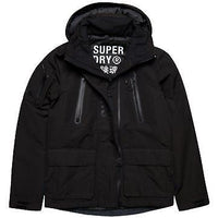Superdry Black Jacket Mens Waterproof Black Ultimate Hoodie Jacket