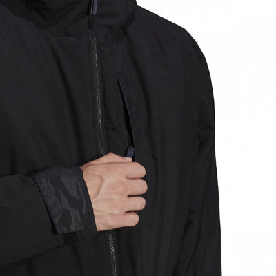 Adidas Mens Jacket Coat Polyester Black Winter Jacket Long Sleeve Hooded Coat