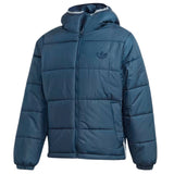 Adidas Mens Puffer Hooded Jacket Padded Puff Jacket Navy Winter Zip Coat