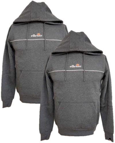 Ellesse Hoodie Mens Drawstring Pullover Dark Grey Long Sleeve Gym Hoodie