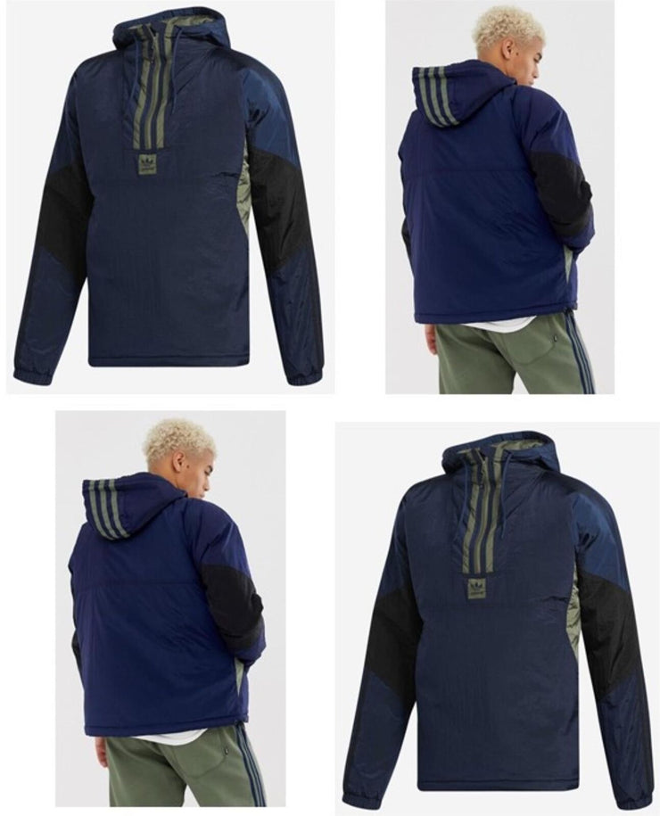 Adidas Mens Anorak Puffy Jacket Full Zip Puffer Jacket Sports Jacket Navy