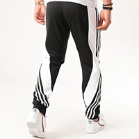 Adidas Mens Track Joggers Black 3 Stripe Wrap Track Pant Running Bottoms