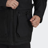 Adidas Mens Jacket Coat Polyester Black Winter Jacket Long Sleeve Hooded Coat